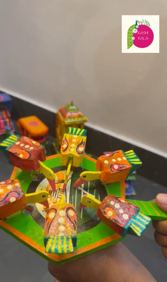 Wooden Chidiya Dana Toy Or Wooden Toys for Kids/Wooden Handicraft Items from Varanasi Karigars (6 Birds, Weight 150 Gm)